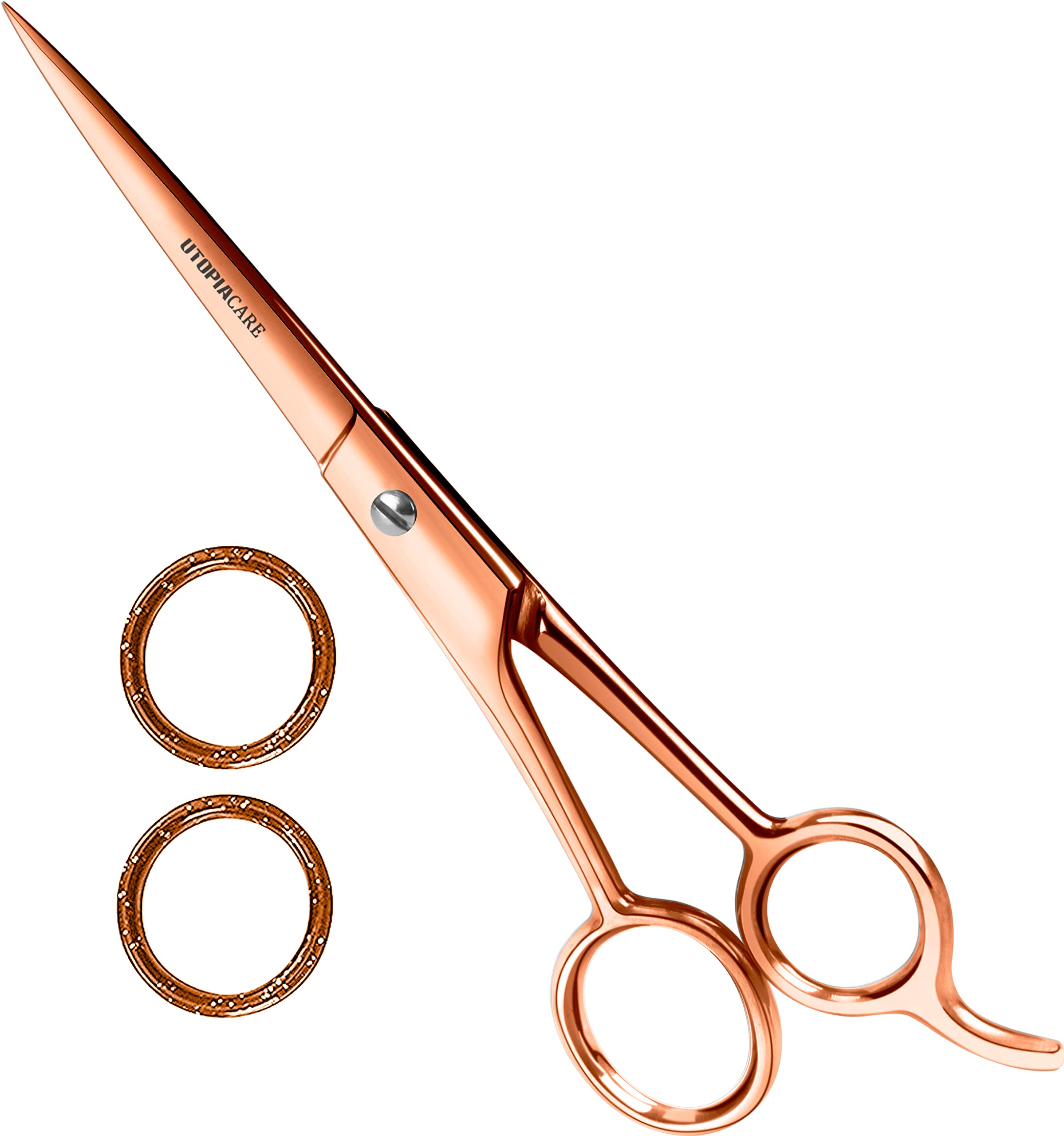 Utopia Care rose gold hair scissors close-up blade for precise trimming