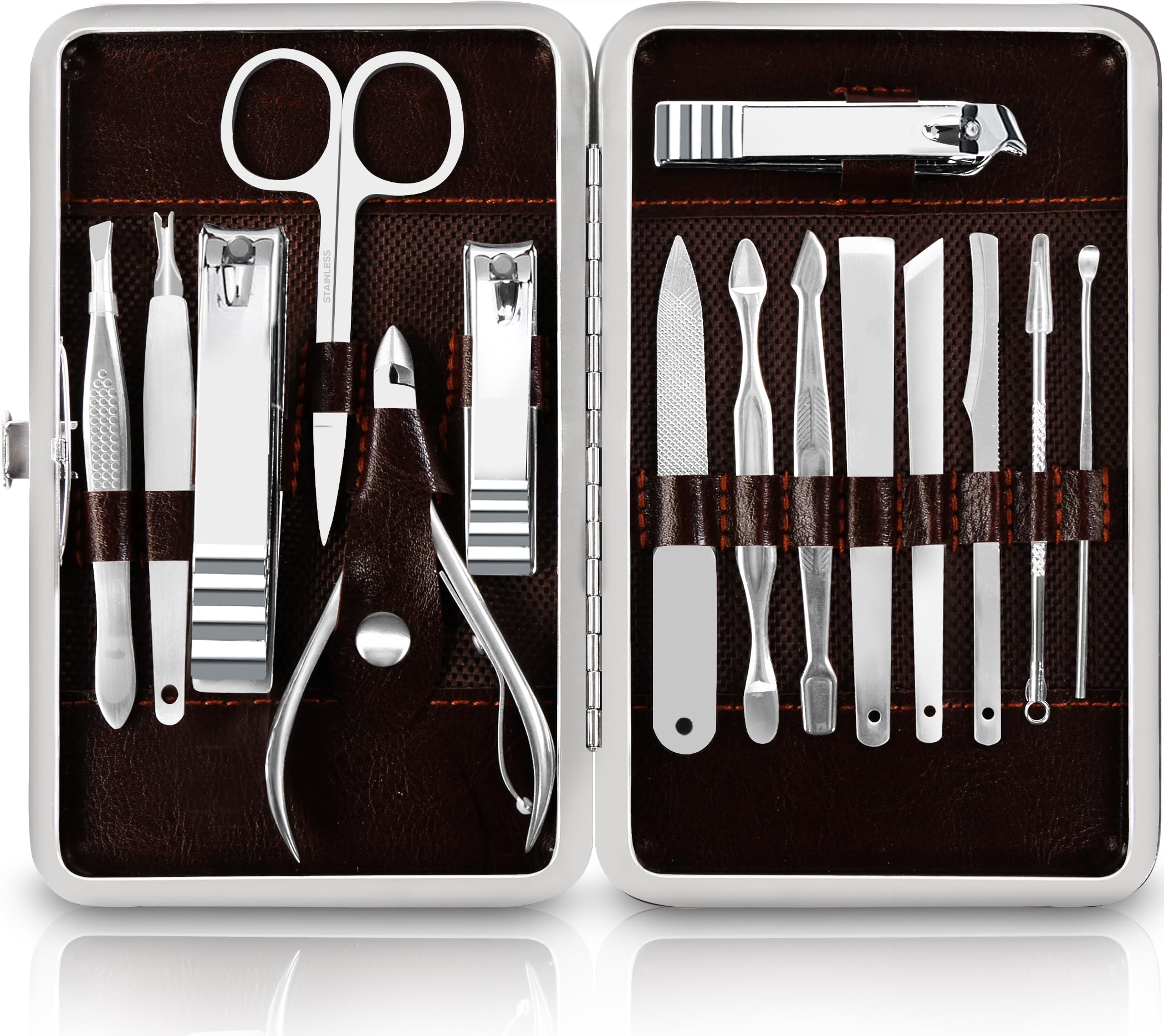 Utopia Care manicure kit case open, organized for travel