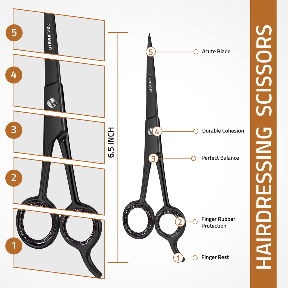 Utopia Care premium stainless steel scissors with ergonomic handle for comfortable long use.