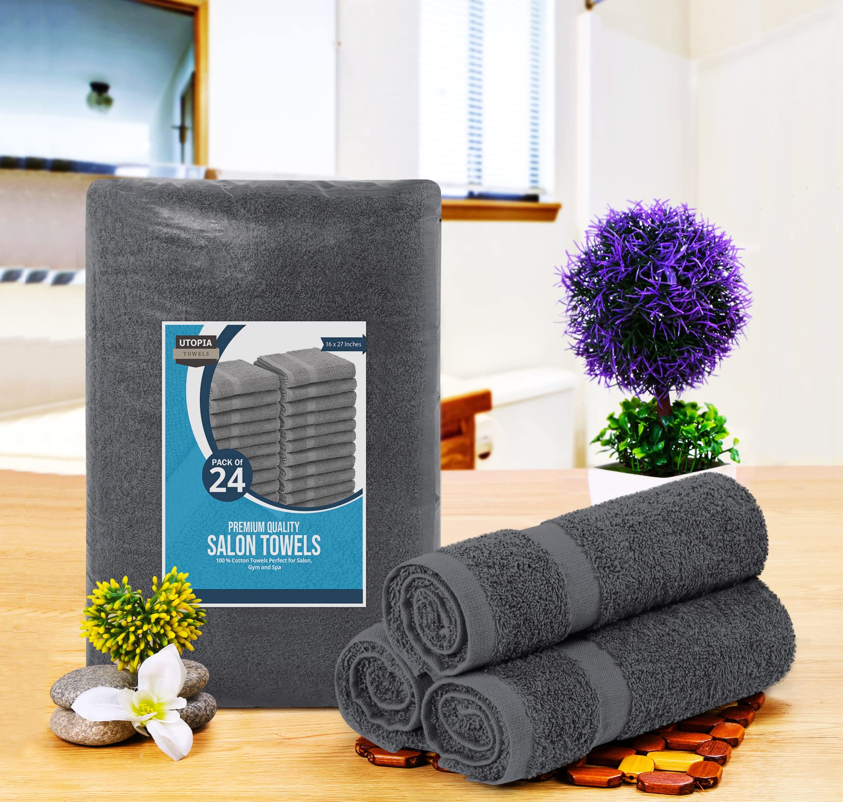 Utopia Towels ring spun cotton closeup, showcasing soft, durable fibers for steady absorbency.