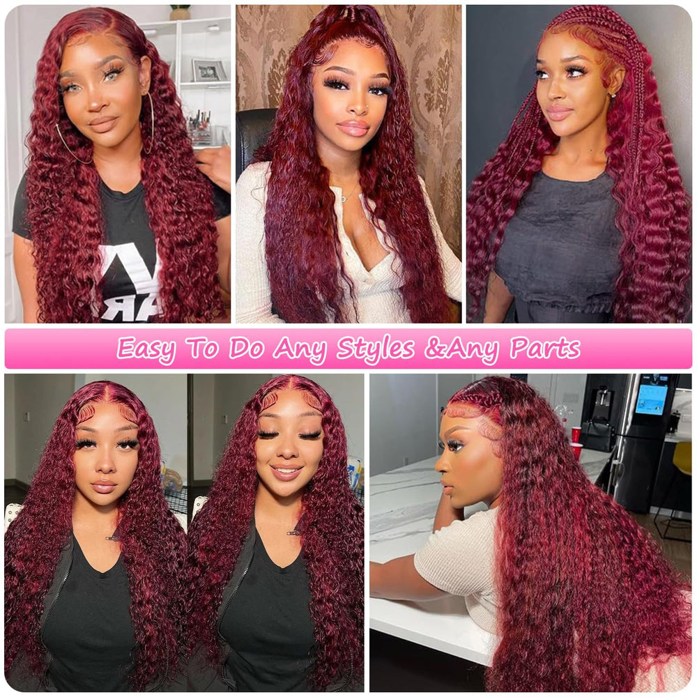UTracycoy burgundy wig with adjustable cap fit for secure wear.