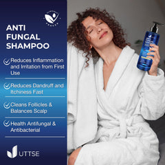 Uttse scalp care soothing application on psoriasis or dandruff areas.