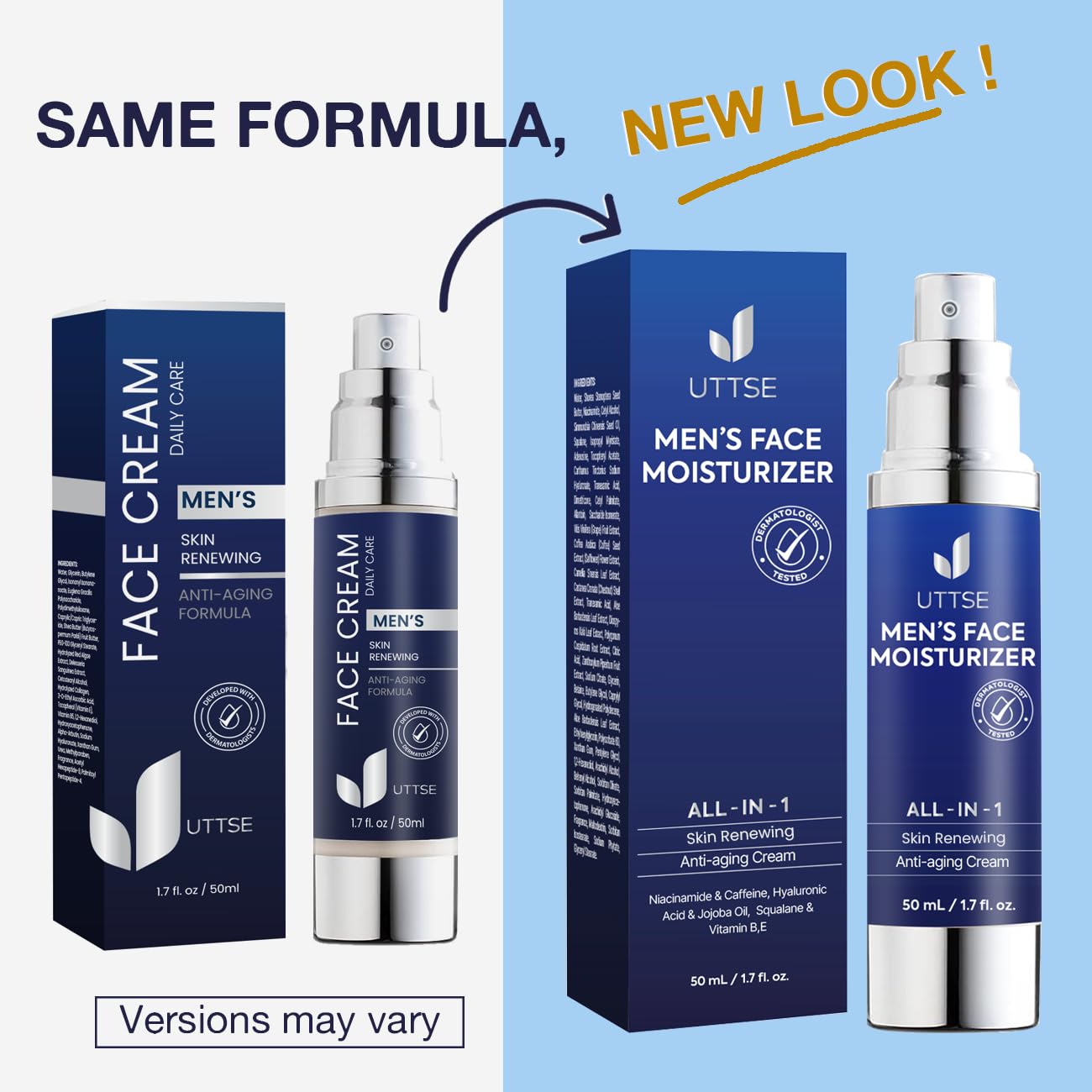 Uttse face cream pump dispense improves even application and quick absorption.