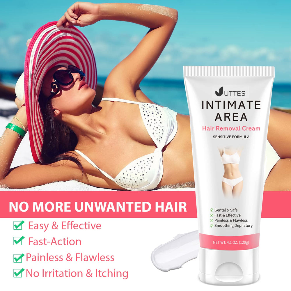 Uttse intimate cream closeup on skin shows gentle formula.
