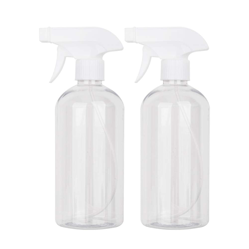 UUJOLY 17oz spray bottle front view shows clear refillable design for easy home use.