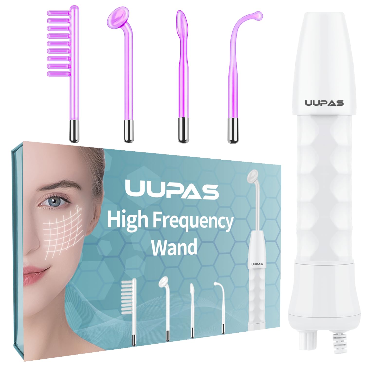 UUPAS high frequency facial wand front view for portable skincare convenience.