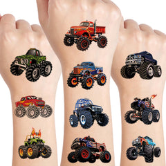 UVUXO monster truck tattoos collection offers child-friendly designs for party favors.