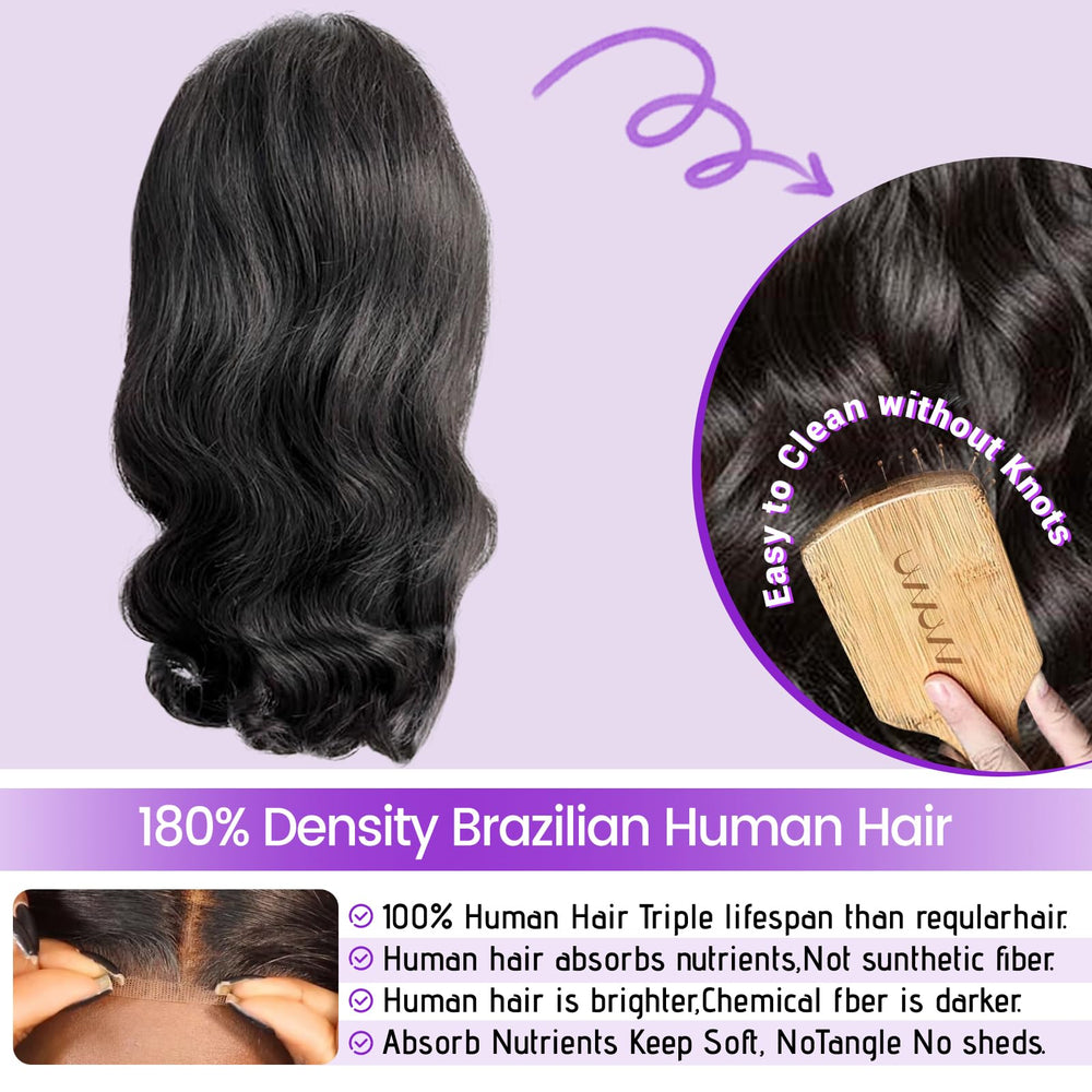 UVVUVV 180-density body wave wig close-up showing full natural fullness.