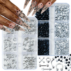 UWETIME nail-studs-spikes-flat-back-pearl set for secure, bold nail designs.
