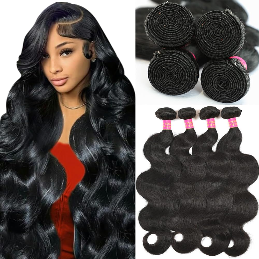 UYGLJK 14A body wave bundles 18-inch close-up highlights durable weft for long-lasting fullness.