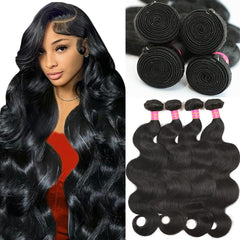 UYGLJK 14A body wave bundles 18-inch close-up highlights durable weft for long-lasting fullness.