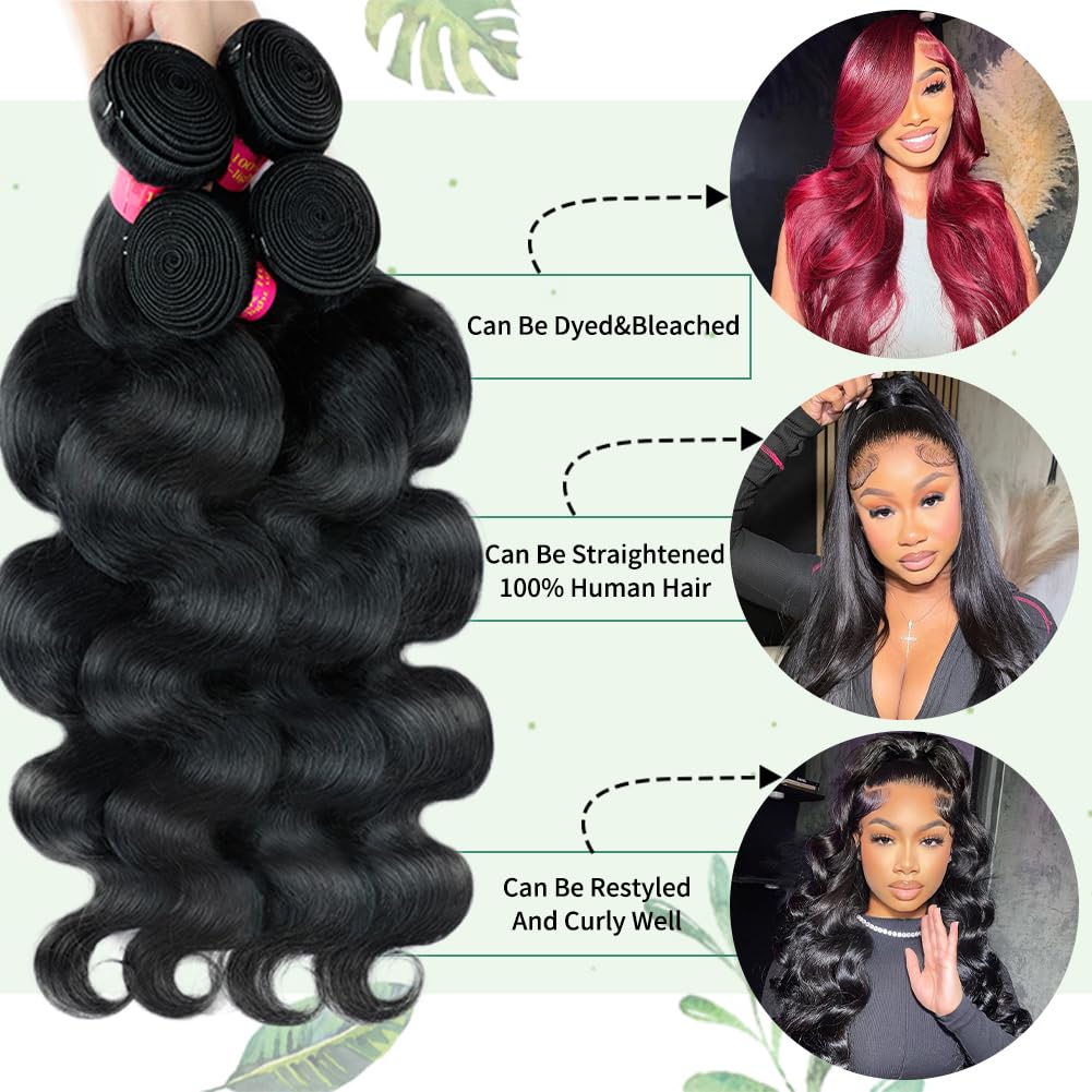 UYGLJK 14A body wave bundles 24-inch display highlights thick ends and smooth, tangle-free feel.