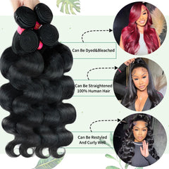 UYGLJK 14A body wave bundles 24-inch display highlights thick ends and smooth, tangle-free feel.