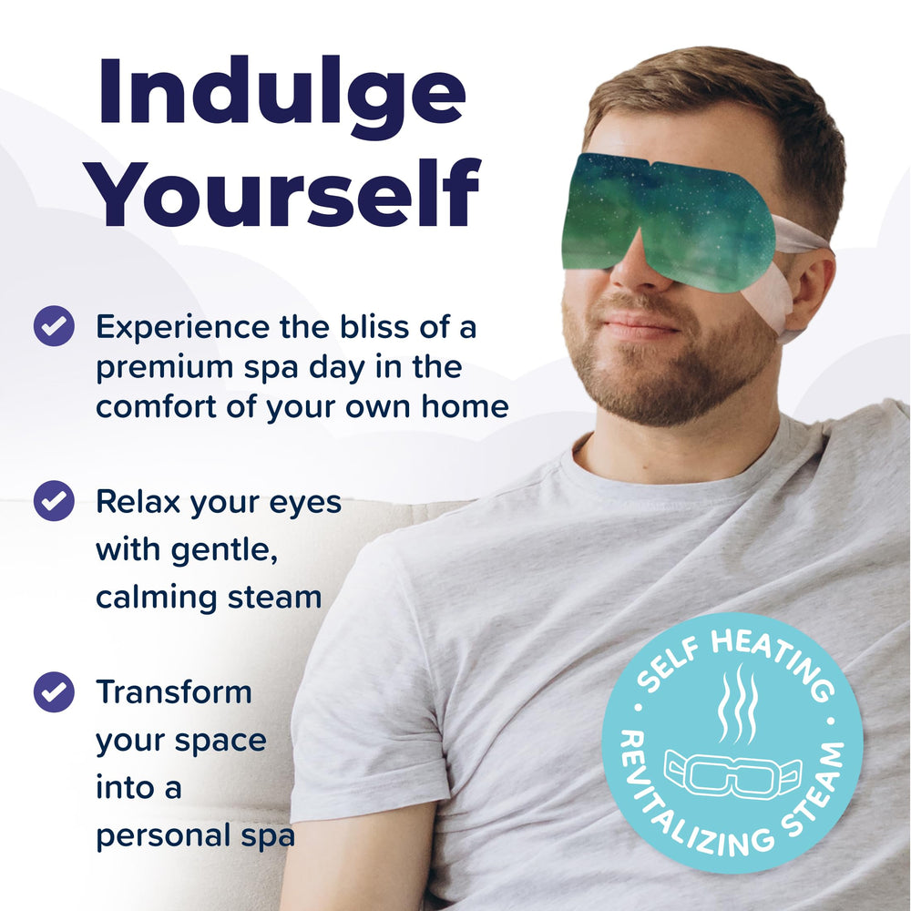 Uzumist self-heating eye mask packet being opened for easy use.