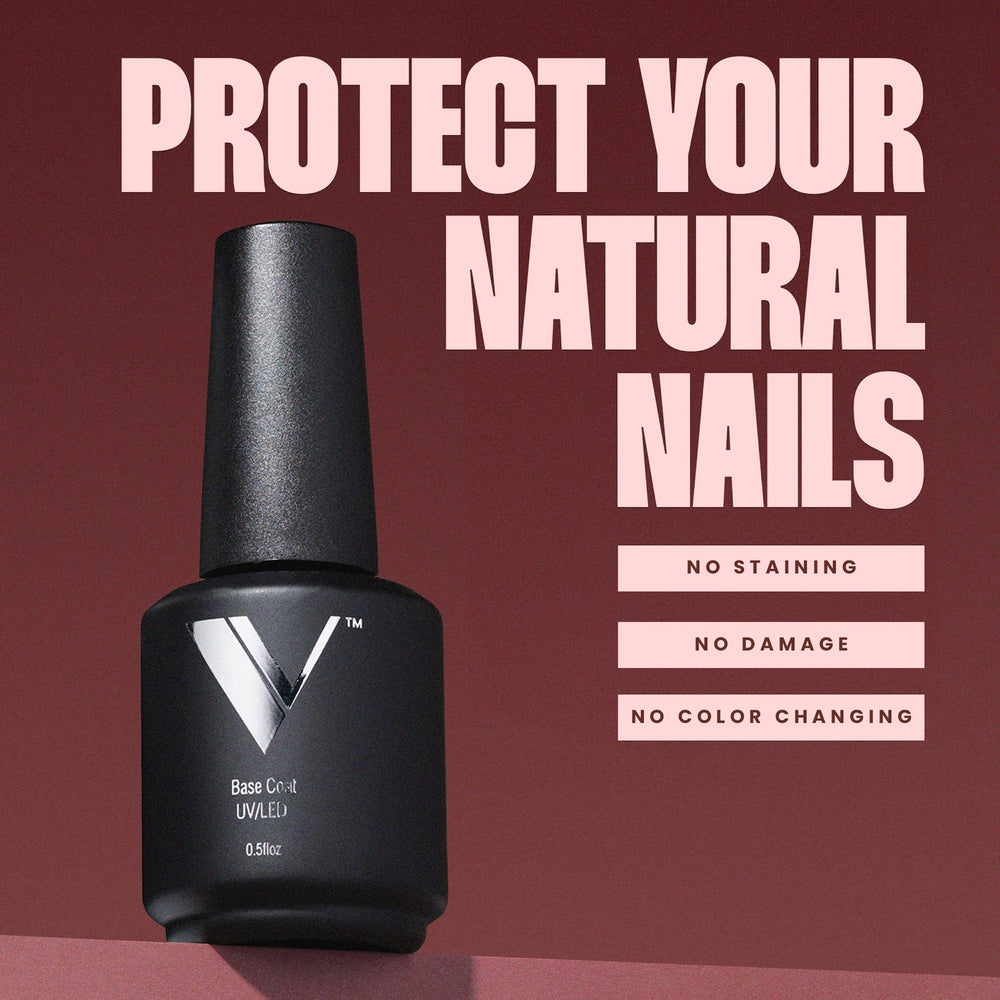 V Beauty Pure Gel Base Coat ready for curing under UV/LED lamp for durable finish.
