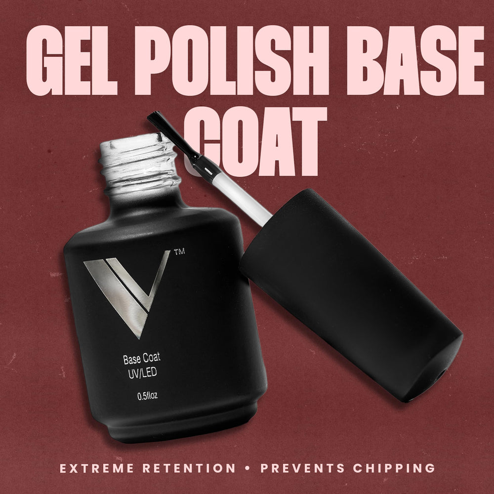 V Beauty Pure Gel Base Coat creates a tacky adhesion layer for a strong bond.