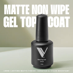 V Beauty Pure matte top coat application brush demonstrates smooth, chip-resistant manicure potential.