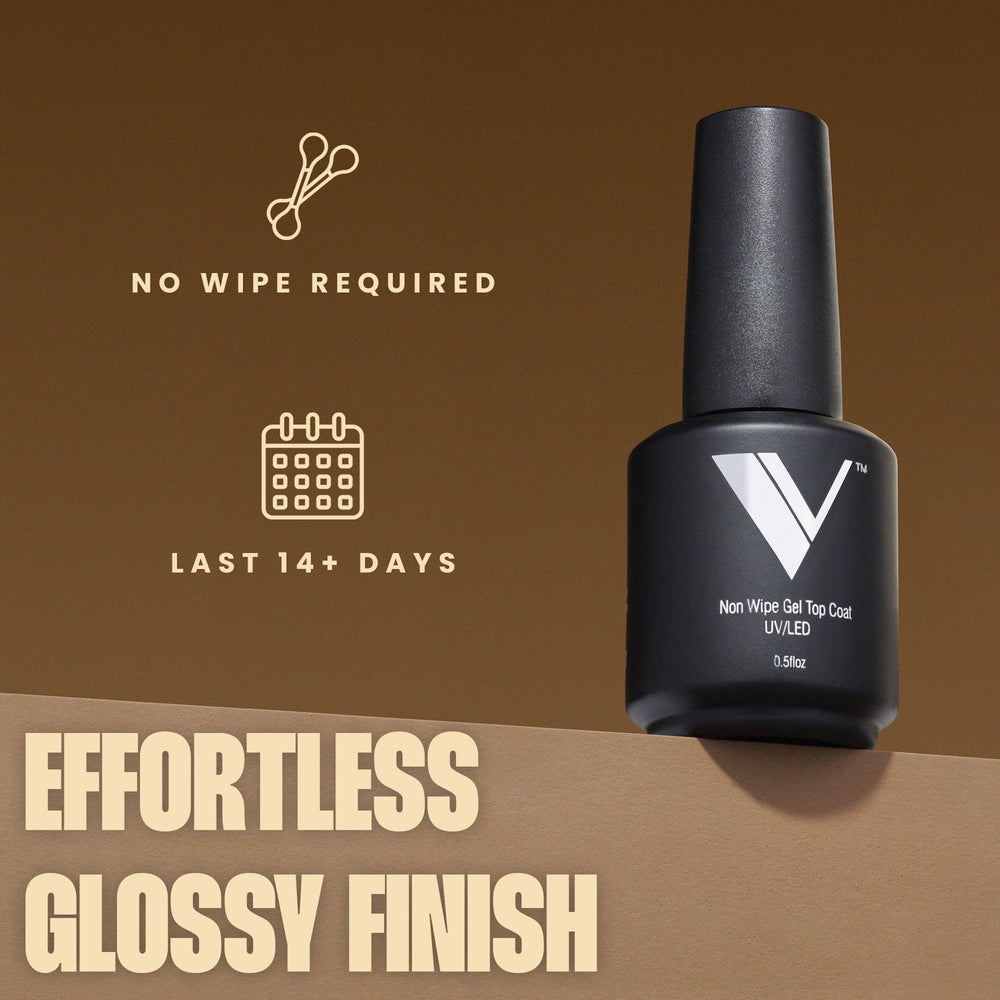 V Beauty Pure No Wipe Gel Top Coat curing under LED light for quick, durable shine