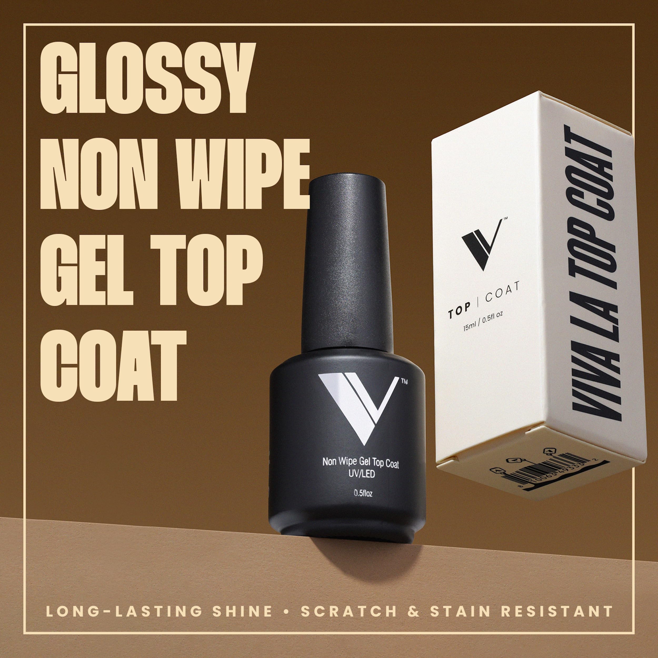 V Beauty Pure No Wipe Gel Top Coat brush applying a smooth, streak-free layer