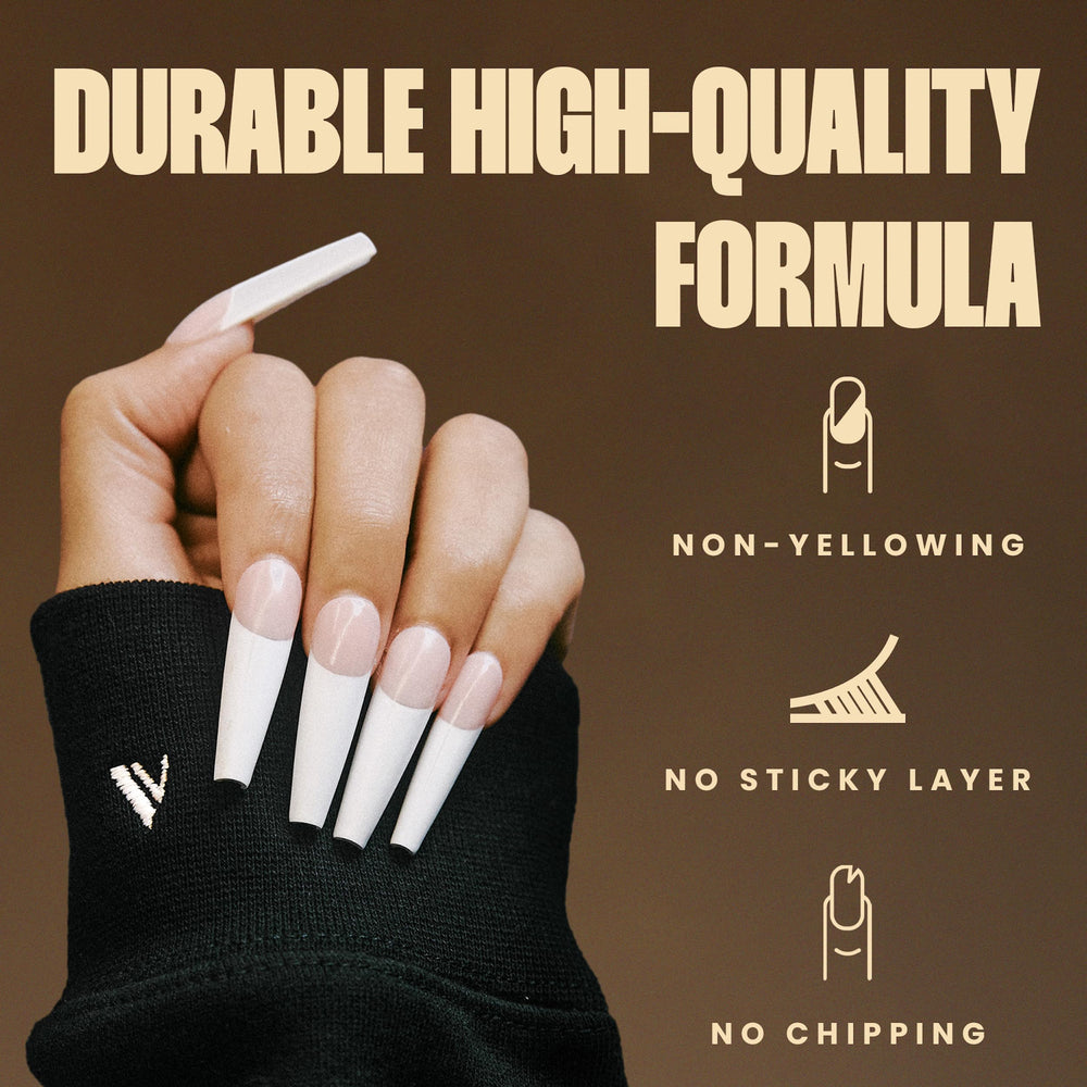 V Beauty Pure No Wipe Gel Top Coat on natural nails for scratch resistance