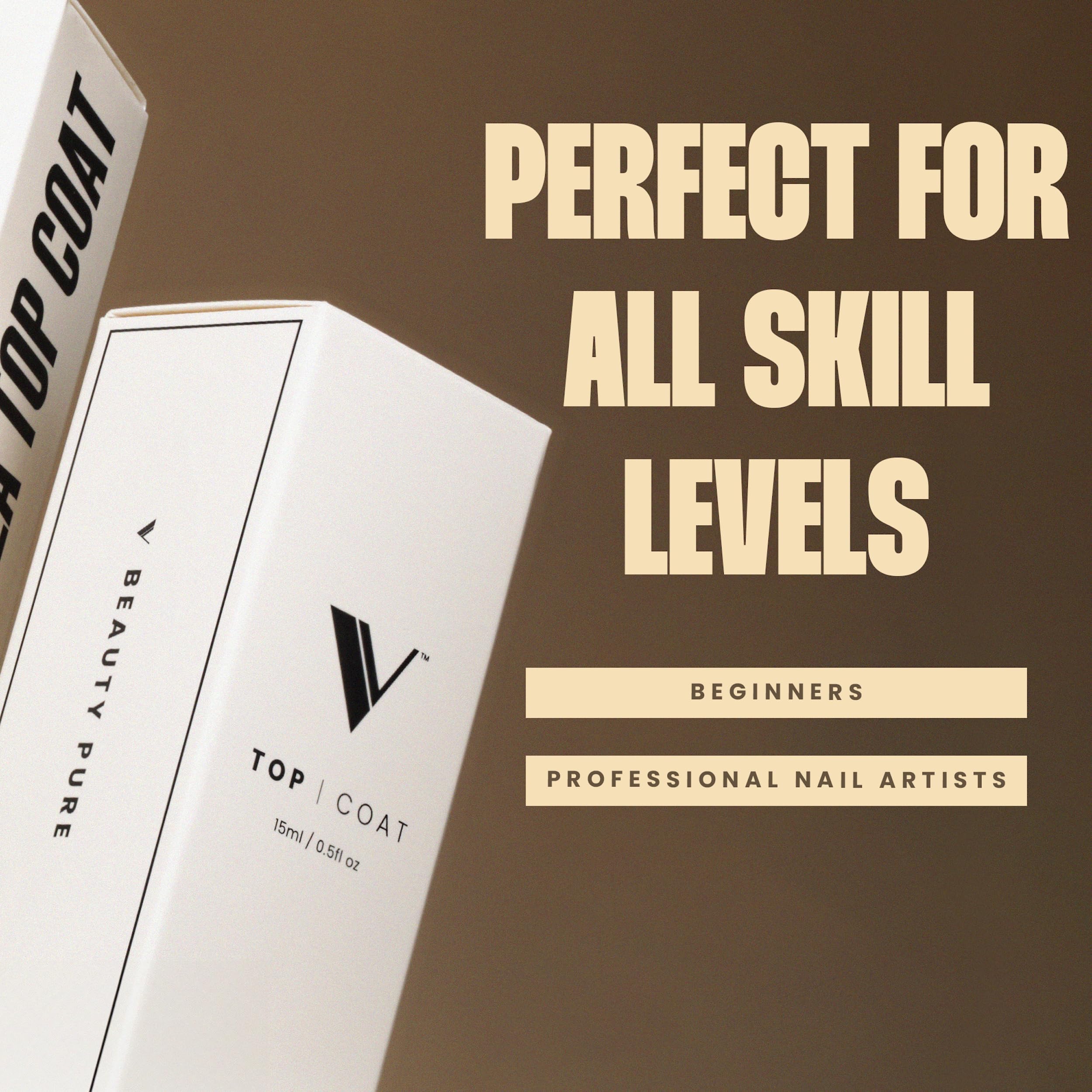 V Beauty Pure No Wipe Gel Top Coat delivers non-yellowing color preservation