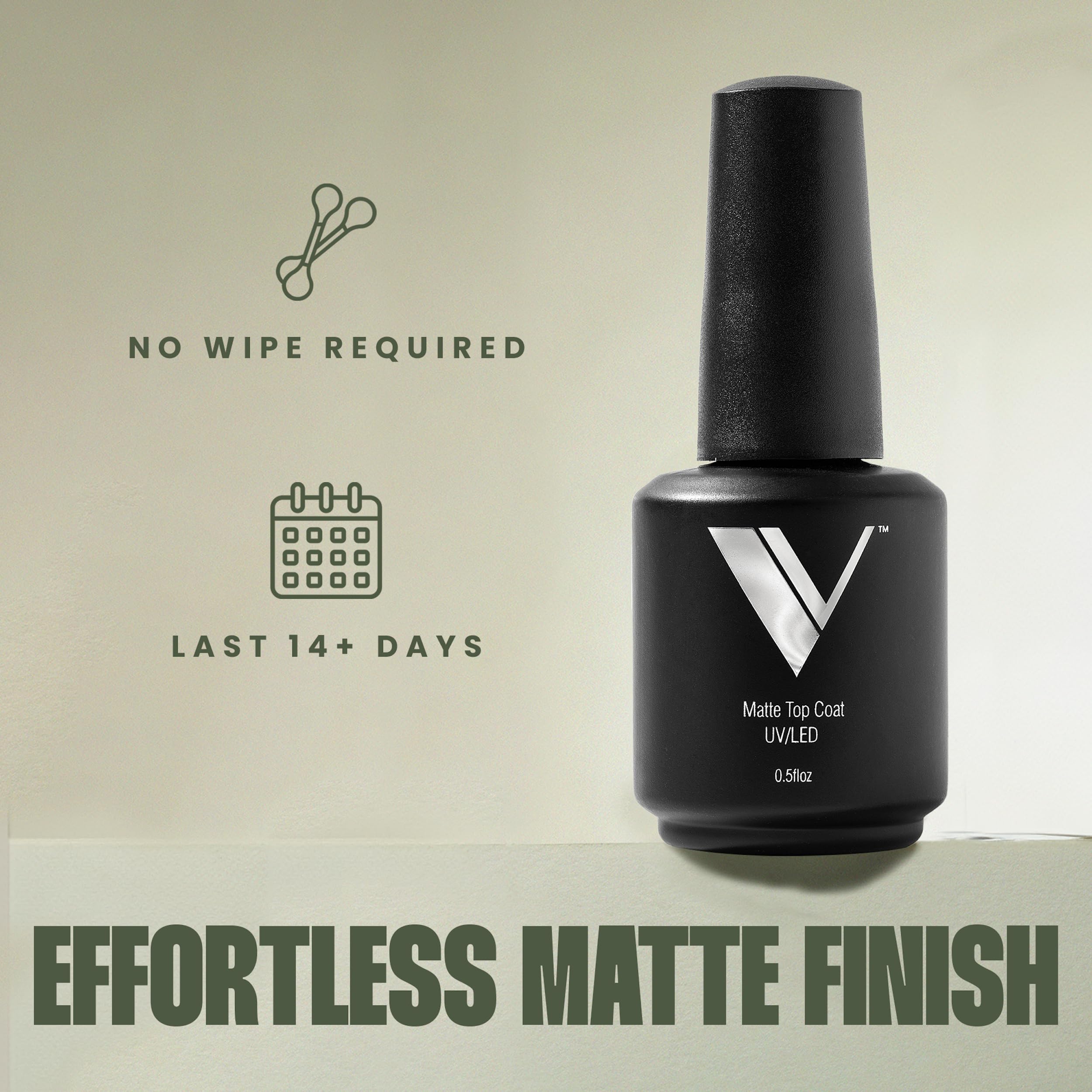 V Beauty Pure soak-off removal matte top coat shows easy removal with minimal nail damage.
