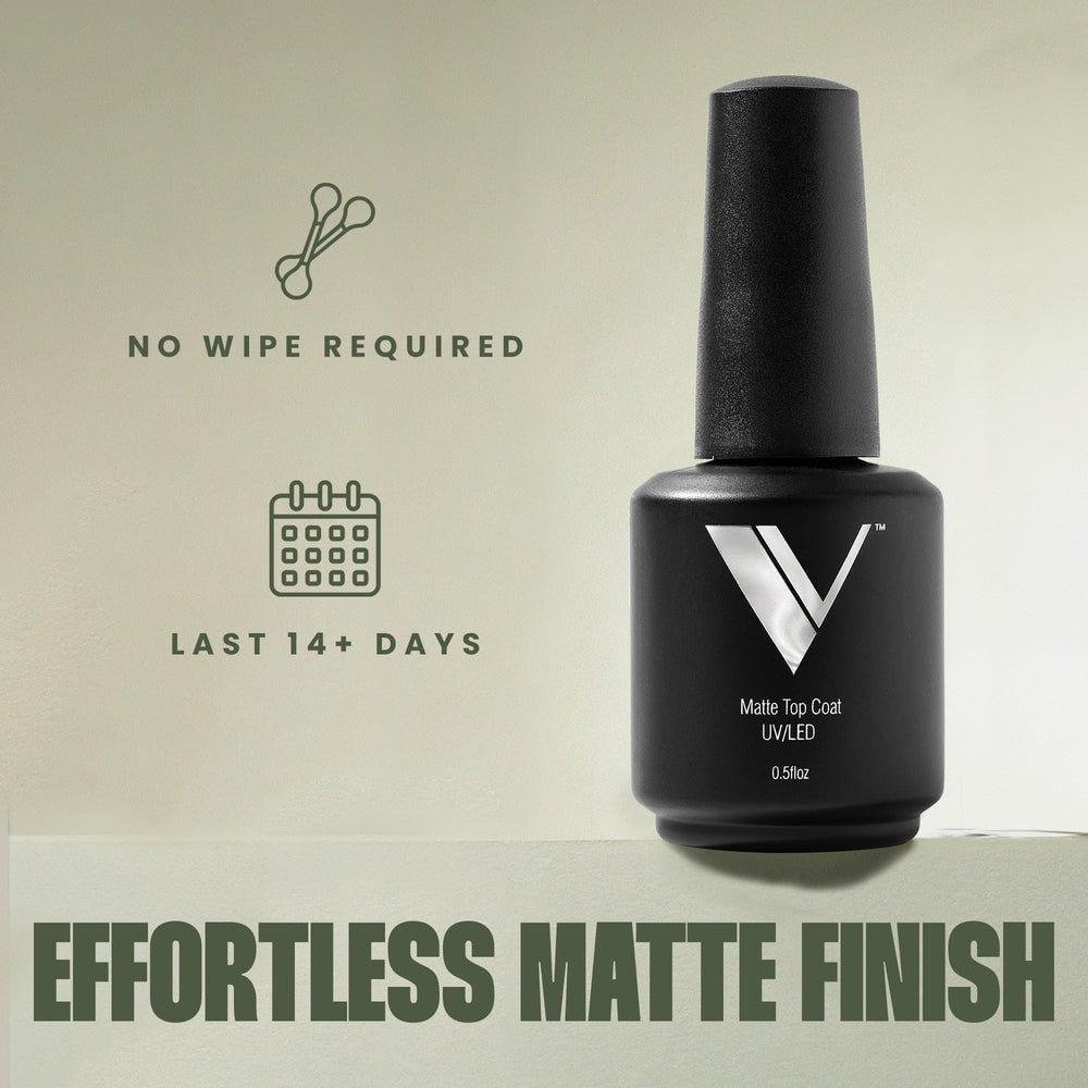 V Beauty Pure soak-off removal matte top coat shows easy removal with minimal nail damage.