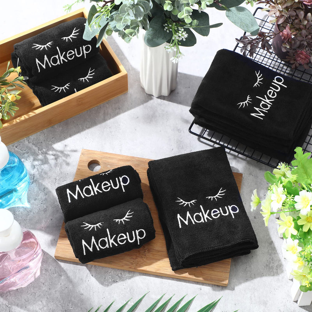 Vabean black makeup washcloths add sleek bathroom decor while cleansing