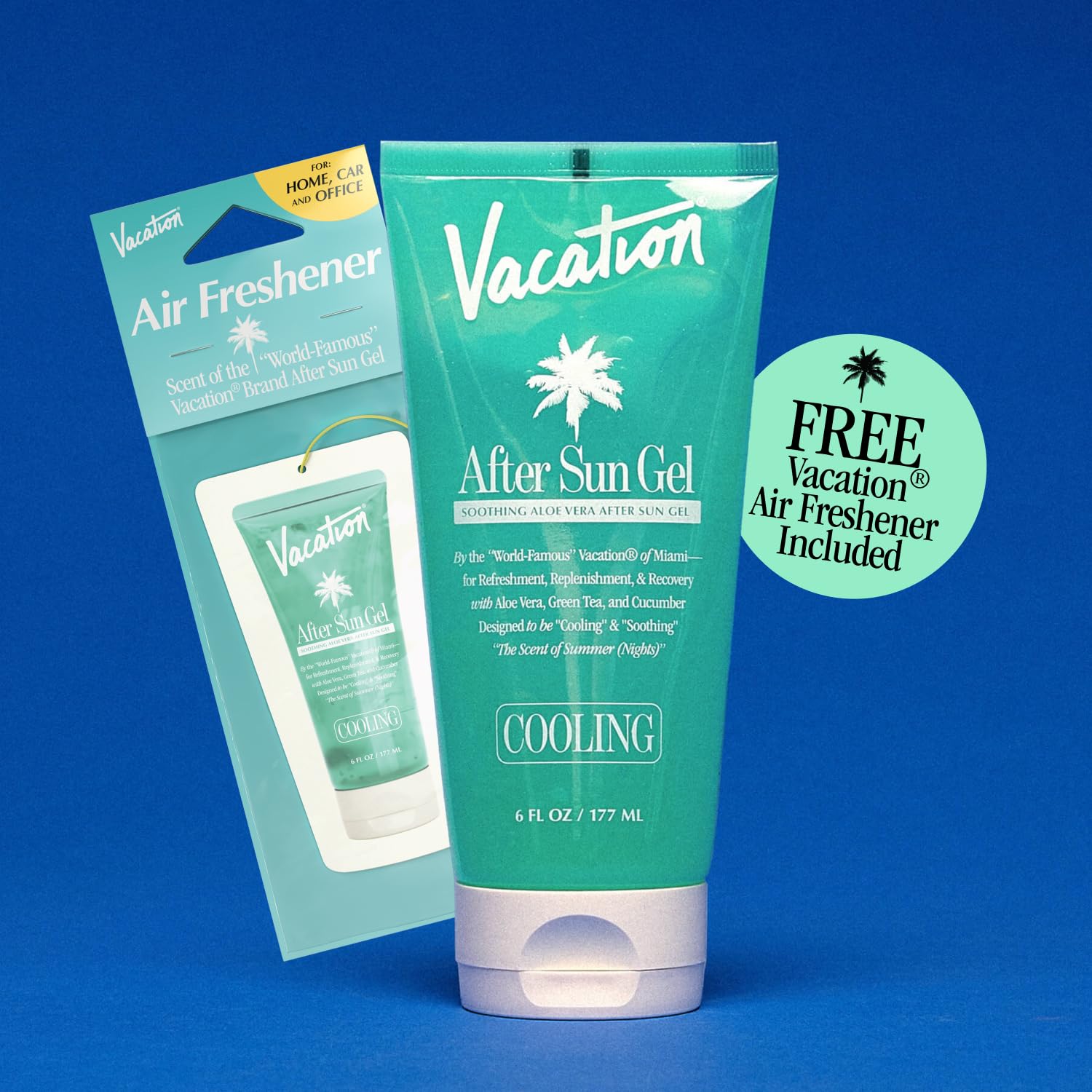 VACATION Air Freshener packaging displayed to emphasize recycled materials.