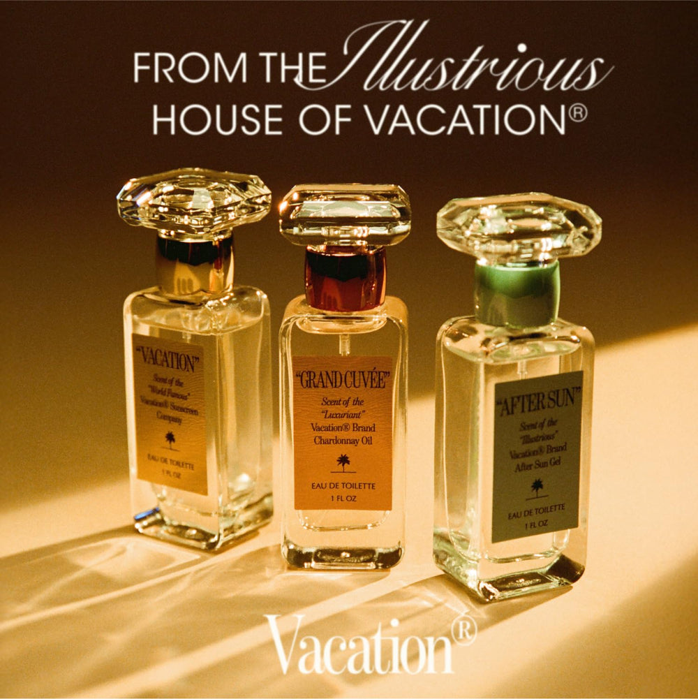 VACATION Grand Cuvee argan-peach-cedarwood blend for versatile day-to-night wear