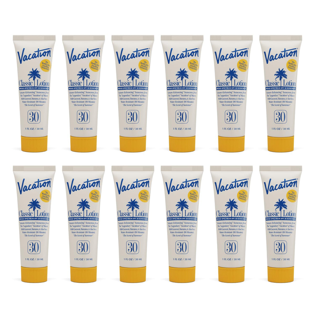 Vacation mini classic sunscreen SPF 30 1oz packaging shows travel-friendly size for on-the-go protection