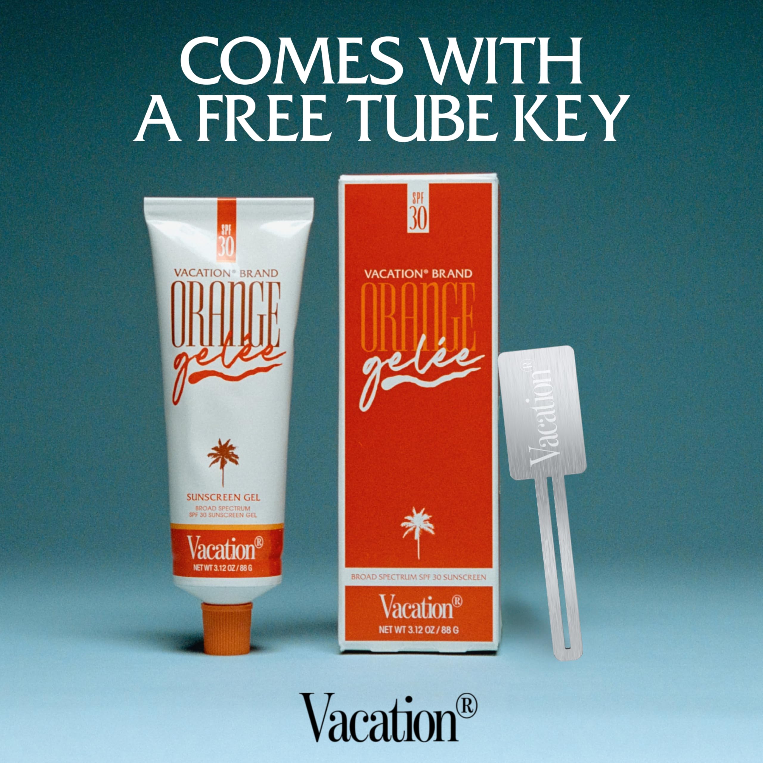 Vacation Orange Gelée oils include coconut, tamanu, jojoba, and maracuja.