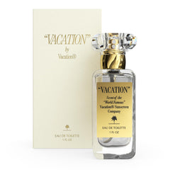 VACATION Sunscreen Eau de Toilette bottle shows tropical coconut for summer freshness.