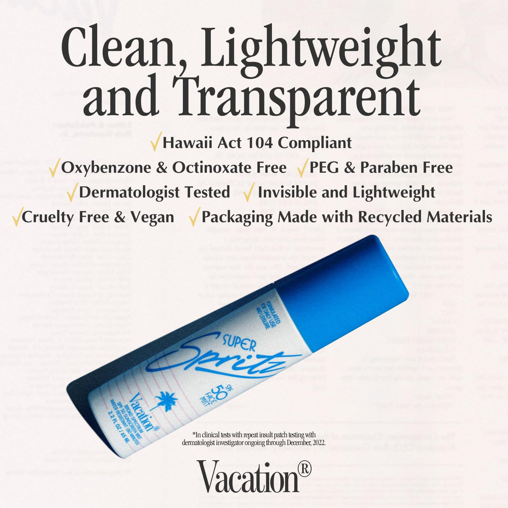 VACATION Super Spritz water resistance supports outdoor activities up to 80 minutes