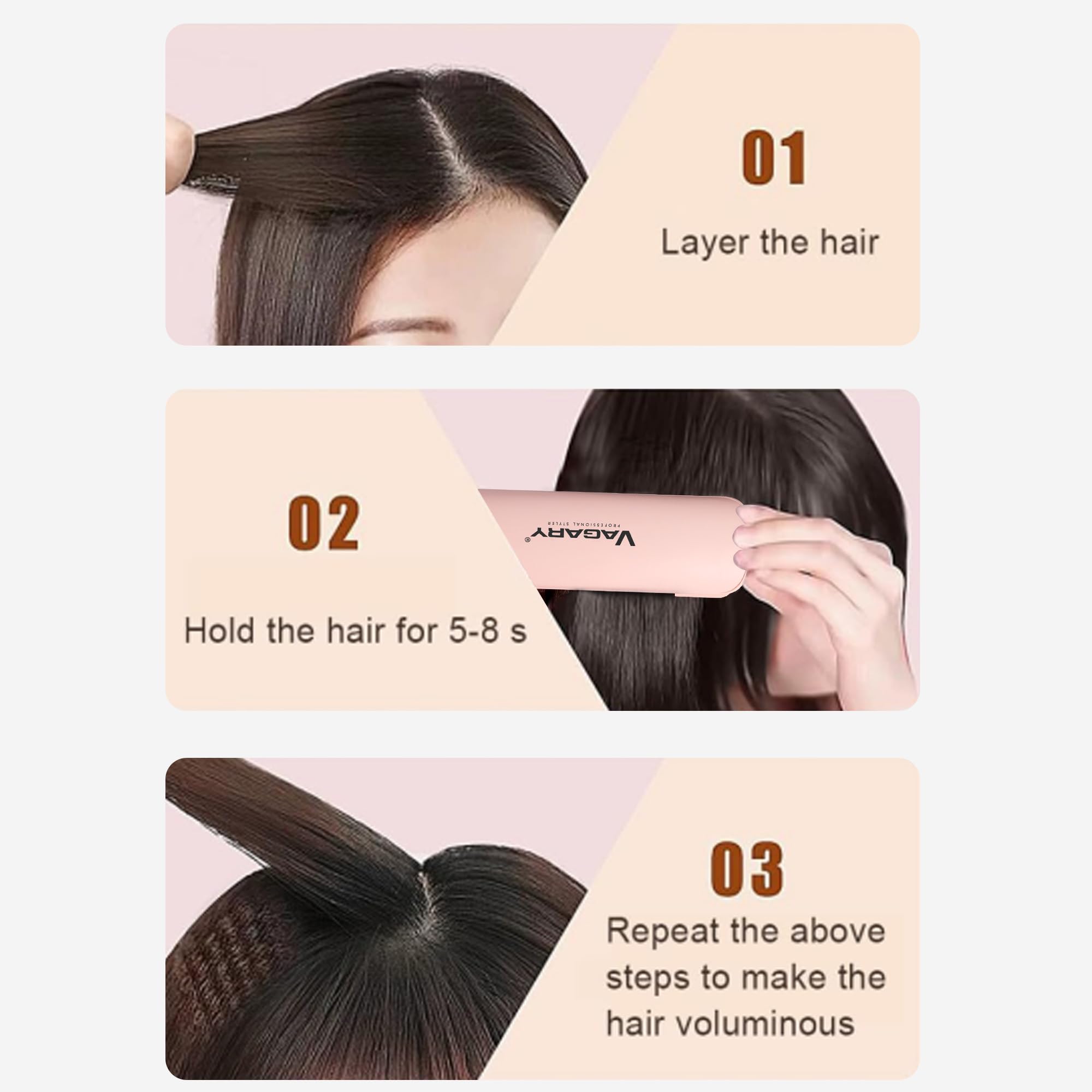 VAGARY flat iron with auto shut-off for safe styling sessions.