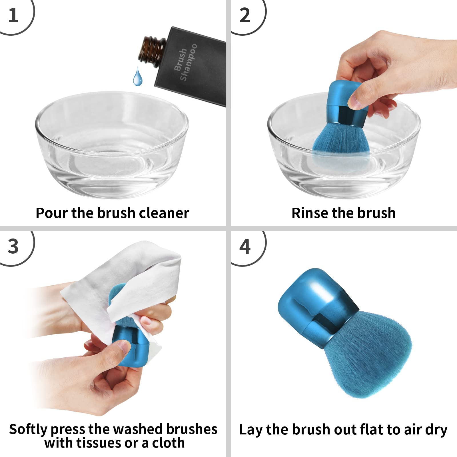 Vaincre Nail Art Dust Brush blue in-use keeps workspace clean during nail art.