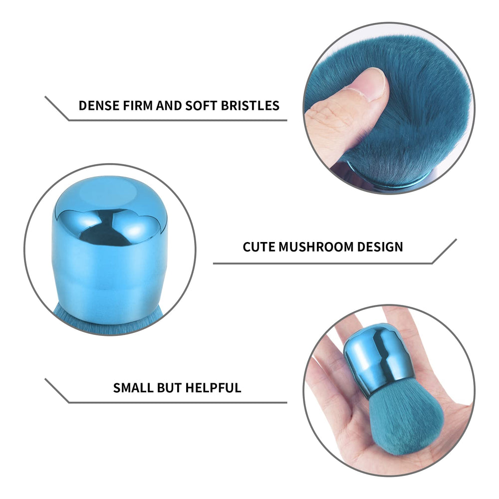 Vaincre Nail Art Dust Brush blue mushroom-head emphasizes wide sweep for quick dust removal.