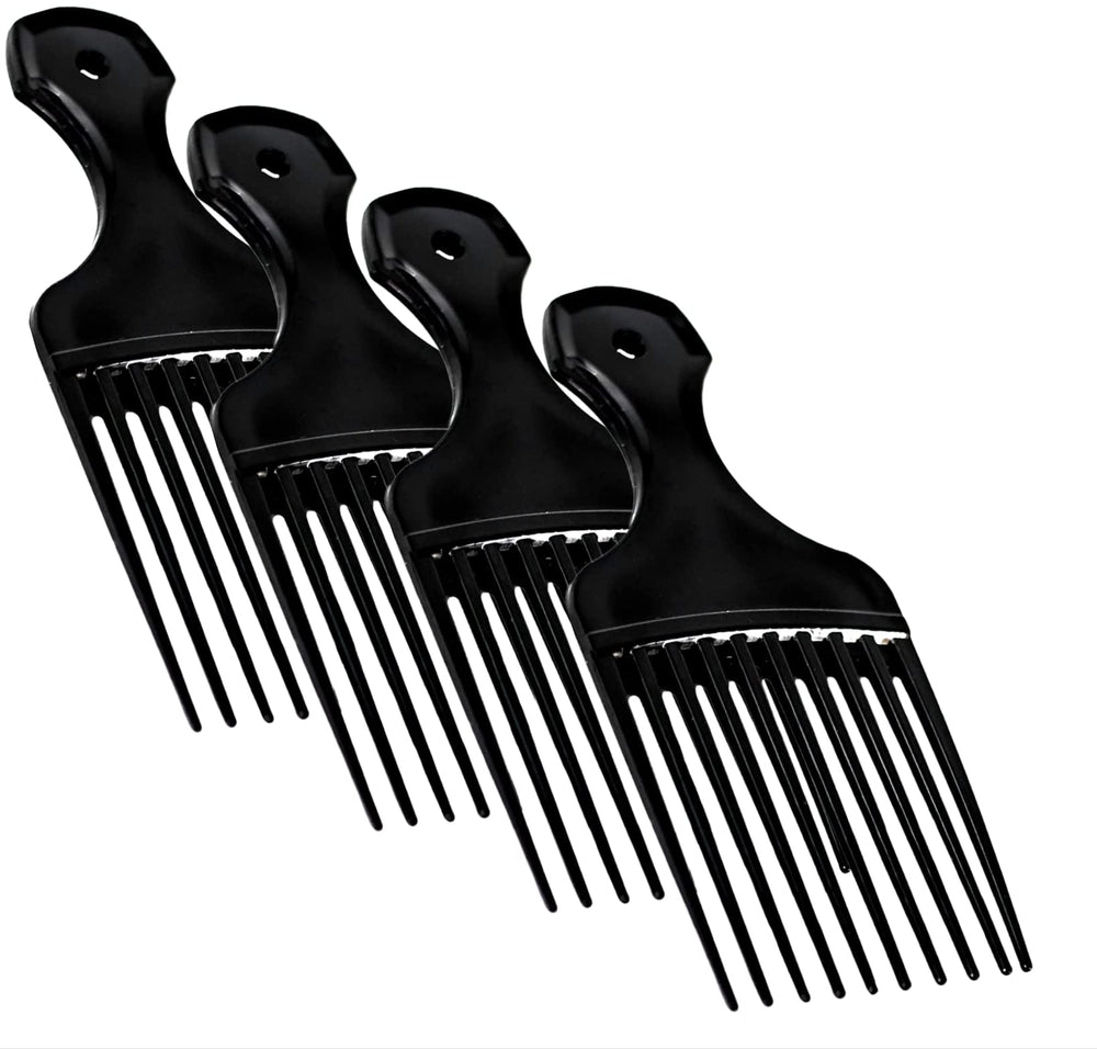 Vakly plastic hair pick wide-tooth afro lift 4-pack aids volumizing lift and frizz control