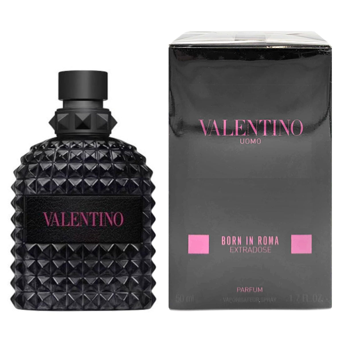Valentino Born in Roma Extradose bottle with spray for a bold evening fragrance.