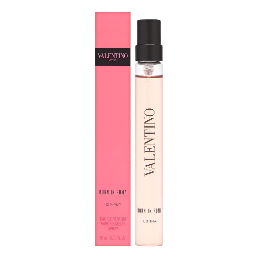 Valentino Donna Born in Roma Go Spray bottle offers a long-lasting fragrance for evenings out.