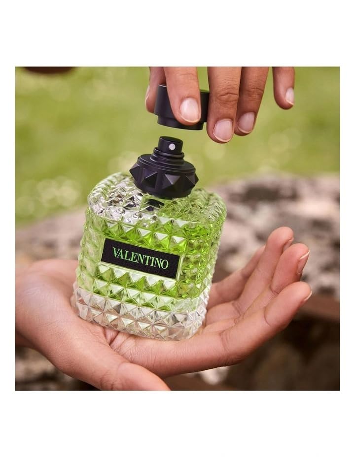 Valentino Green Stravaganza tea-accord detail hints smoky sophistication for evenings