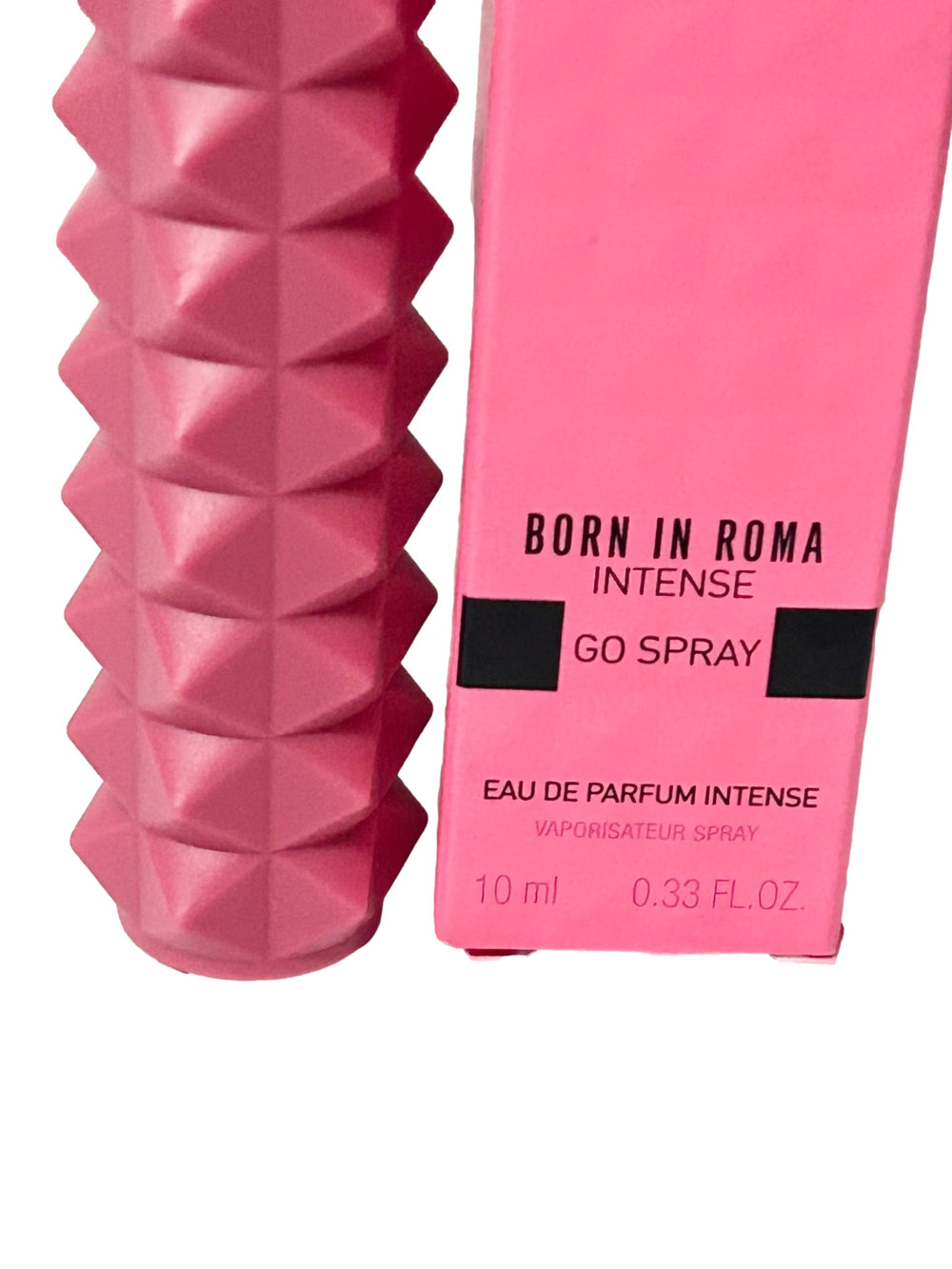 Valentino Donna Born in Roma Intense packaging showcases premium fragrance branding.