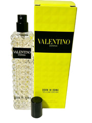 Valentino Donna Born In Roma Yellow Dream bottle front highlights citrus-inspired perfume for stylish daytime wear.