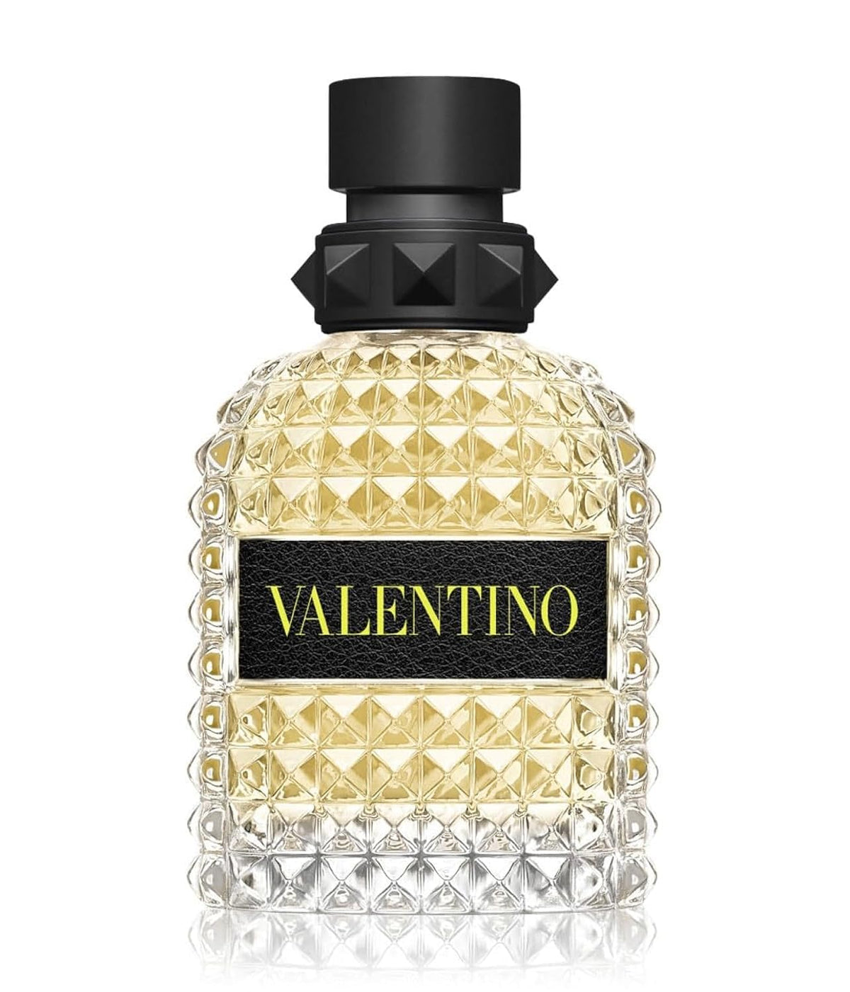 Valentino Uomo Yellow Dream bottle closeup for daytime freshness and confident style.