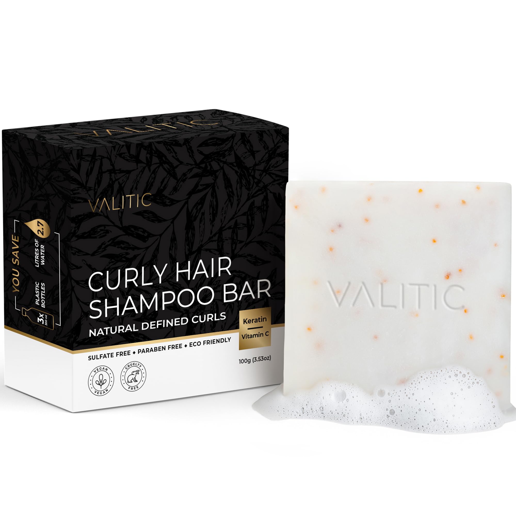 VALITIC curly hair shampoo bar packaging demonstrating eco-friendly design for sustainable routines