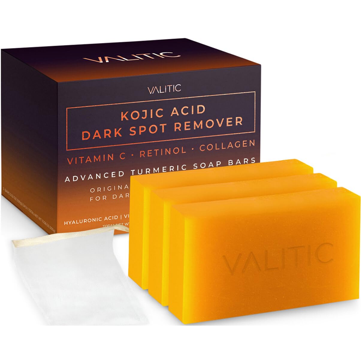 Valitic dark spot bar packaging shows premium skincare for even tone routines