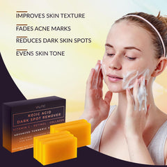 VALITIC Kojic Acid Dark Spot Soap bar used on face and neck for radiant skin.