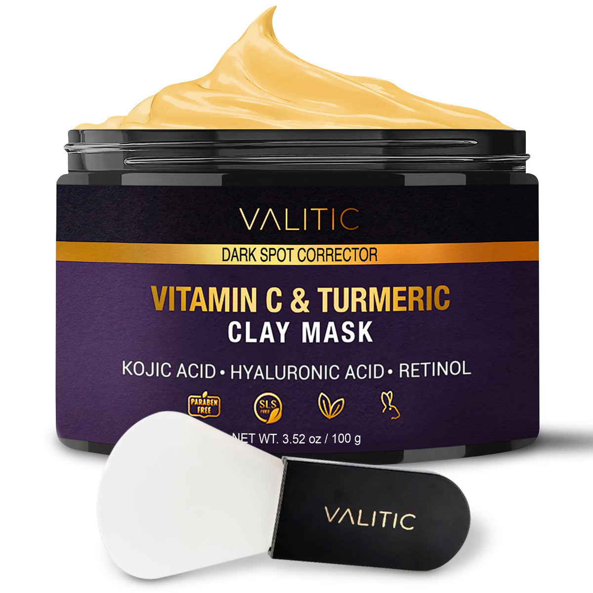 VALITIC mask tube closeup showing sleek packaging for easy weekly care