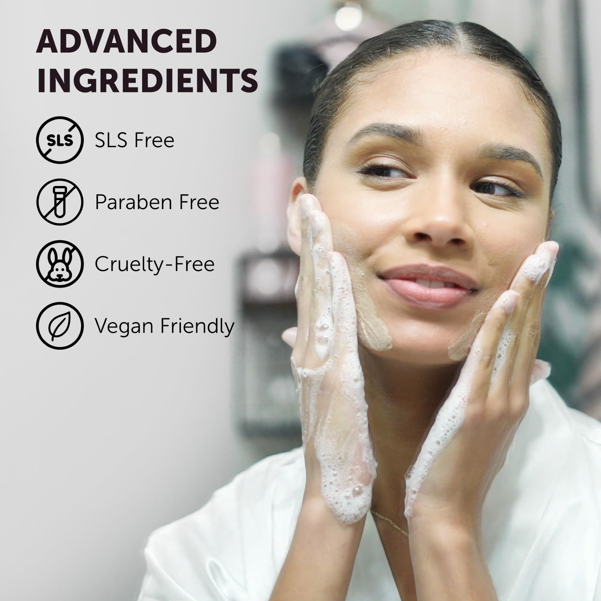 VALITIC soap lather on hand demonstrates gentle cleansing.