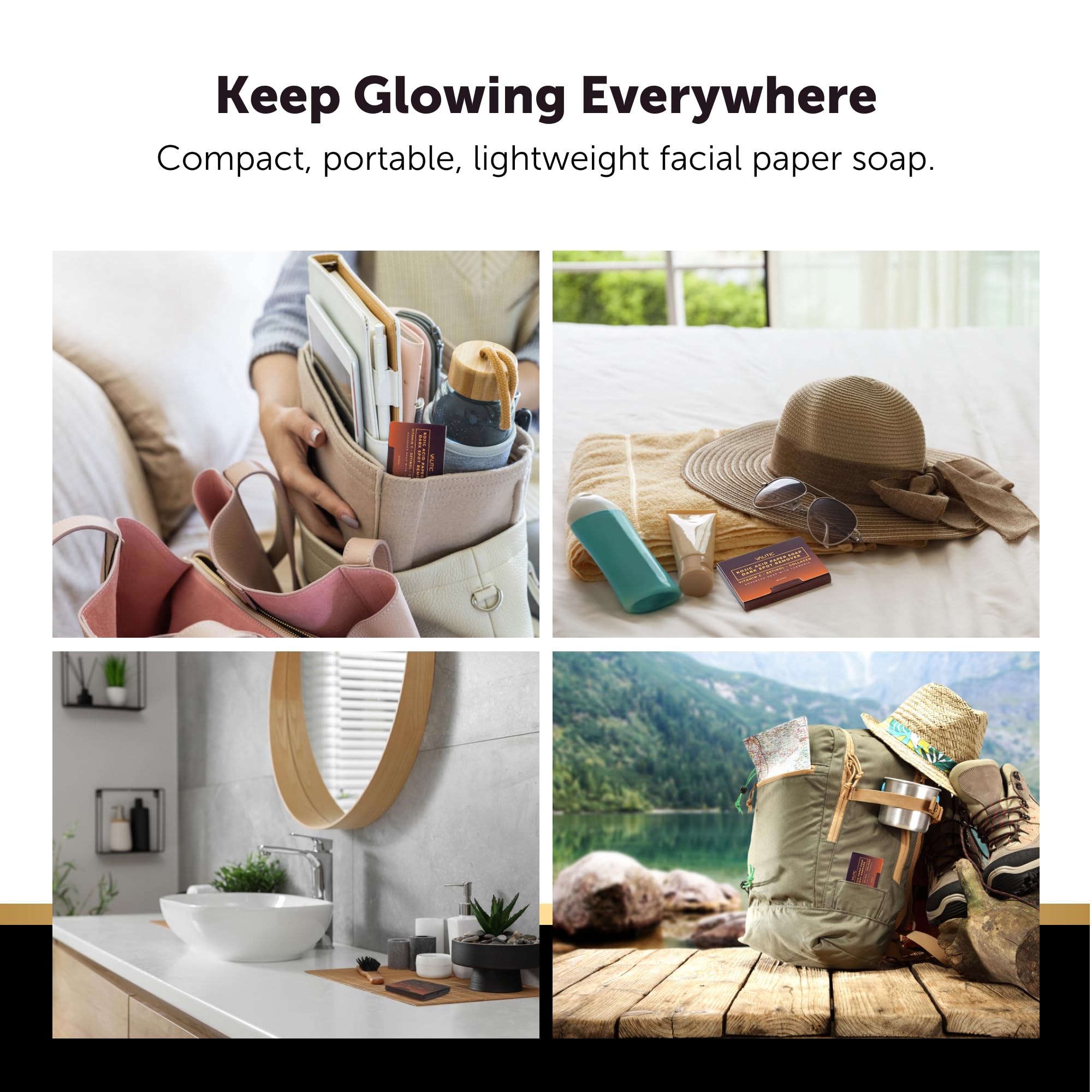 Valitic soap dissolves into foam for gentle cleansing on the go.